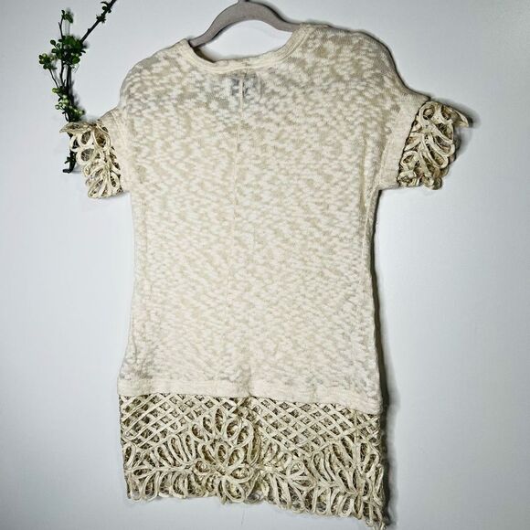 Anthropologie Saturday Sunday Women's Spalliera Lace Cream Sweater Tunic XS - Picture 6 of 8